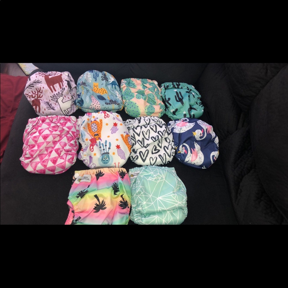 Newborn Happy behinds AIO2 and bamboo inserts